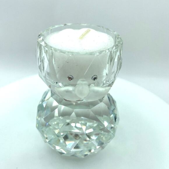 Crystal Snowman Votive Candle Holder - Holiday Christmas Decor - Picture 1 of 8